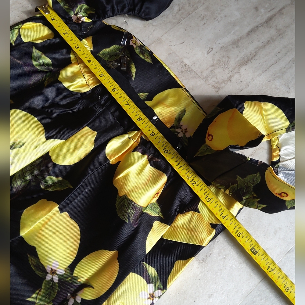 NEW Lemon Print Ruffle Sleeve Mini Dress - Picture 7 of 12